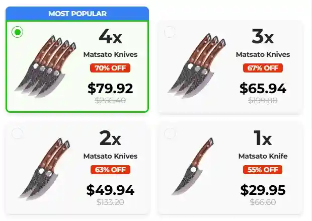 Matsato Knife Pricing USA — Single and Bundle Packages
